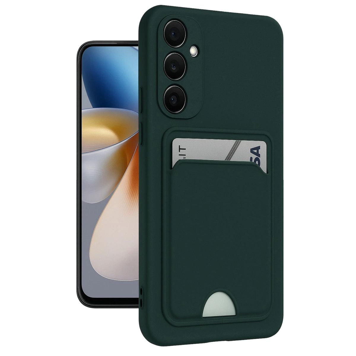 Samsung Galaxy A26 Kılıf Kelvin Kartvizitli Silikon - Koyu Yeşil