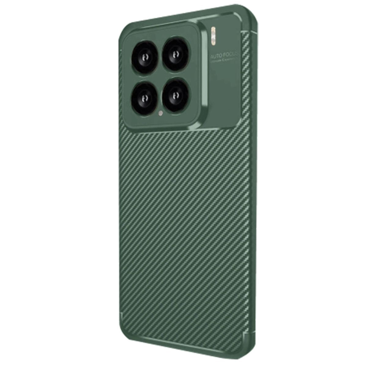 Xiaomi Mi 15 Kılıf Auto Focus Karbon Kapak - Koyu Yeşil