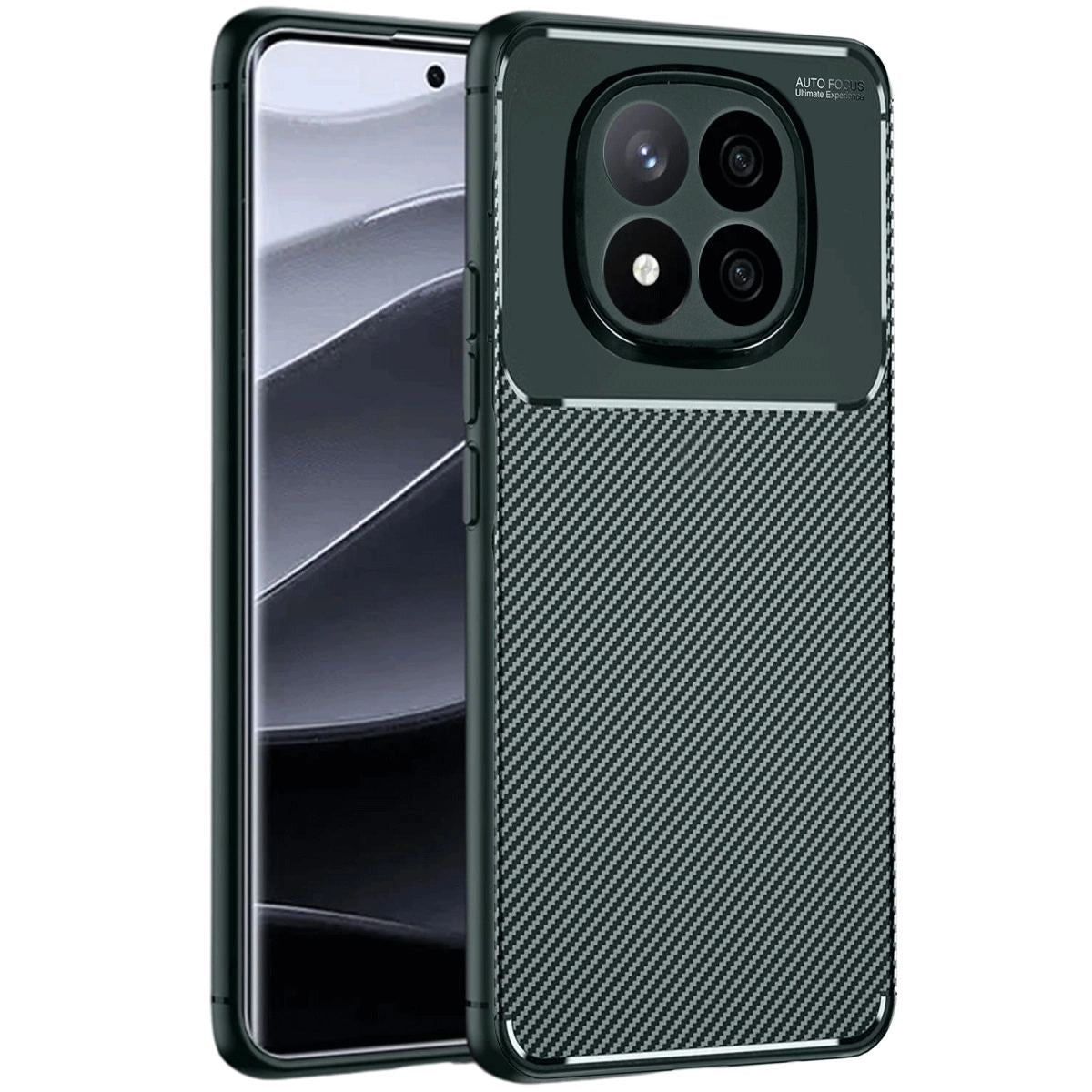 Xiaomi Redmi Note 14 Pro Plus Kılıf Auto Focus Karbon Kapak - Koyu Yeşil