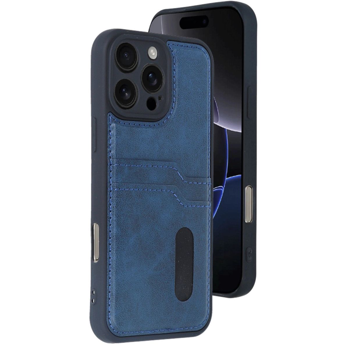 Apple İphone 16 Pro Max Kılıf Sara Kartvizitli Deri Kılıf - Lacivert