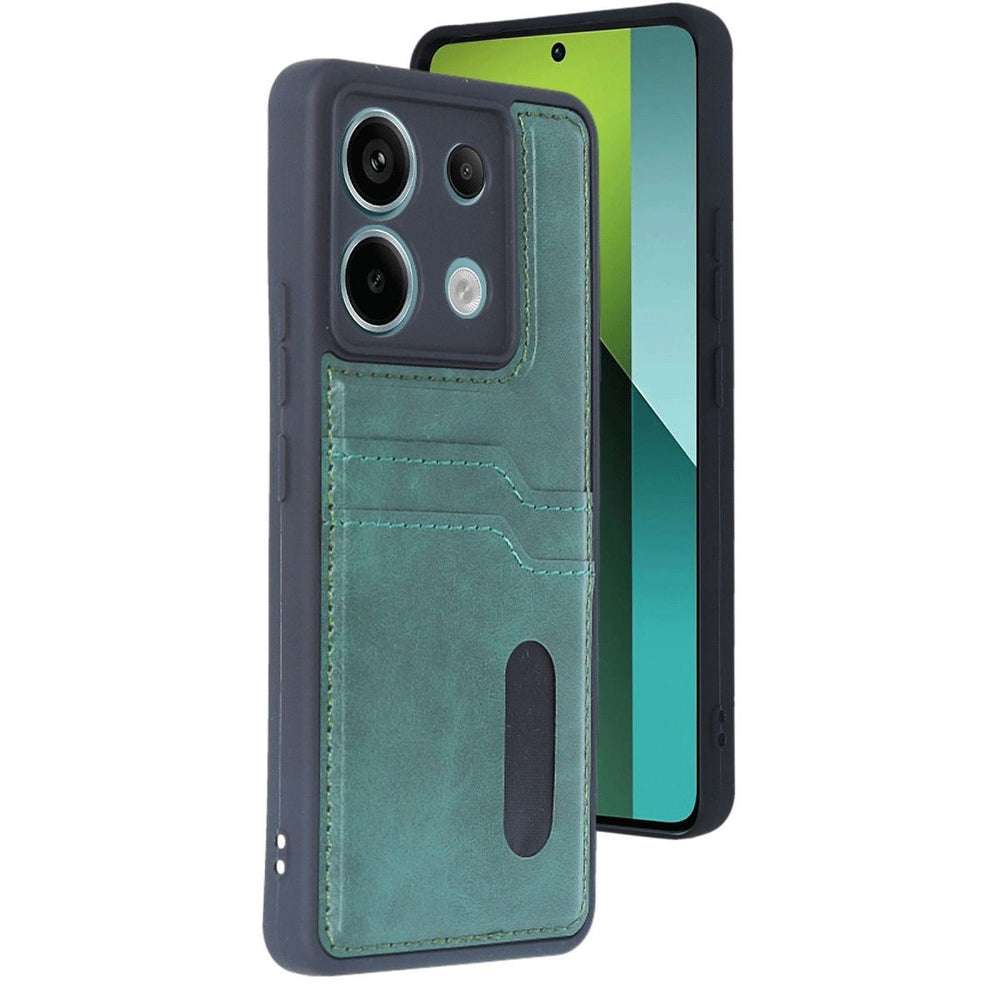 Xiaomi Redmi Note 13 Pro 4g Kılıf Sara Kartvizitli Deri Kılıf - Koyu Yeşil