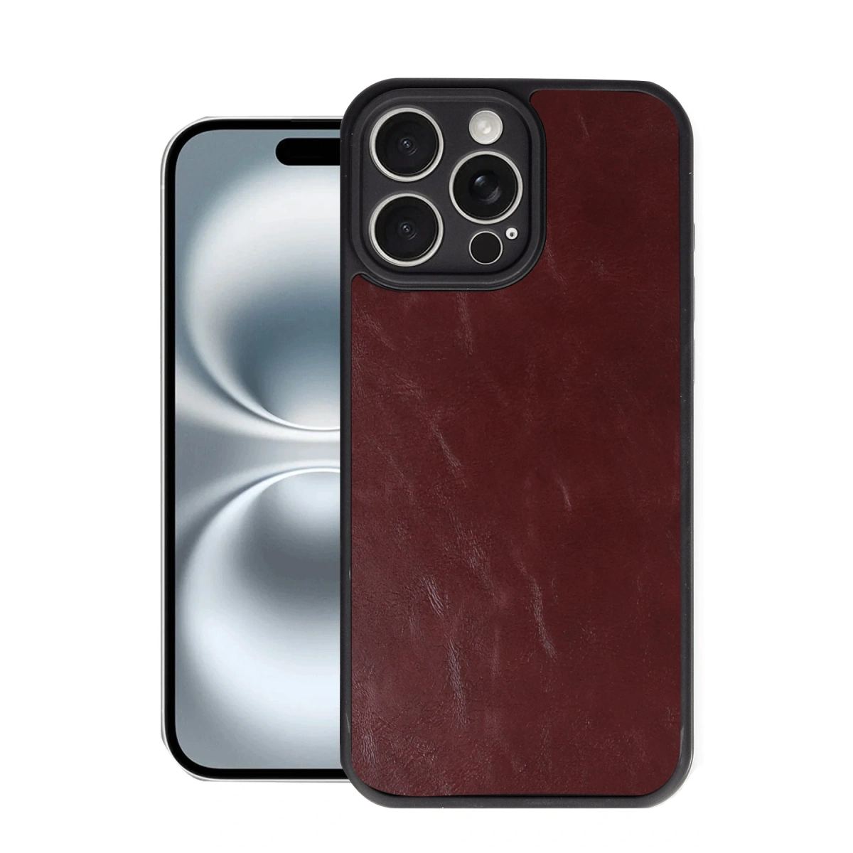 Apple İphone 16 Pro Max Kılıf Aras Deri Kapak - Bordo