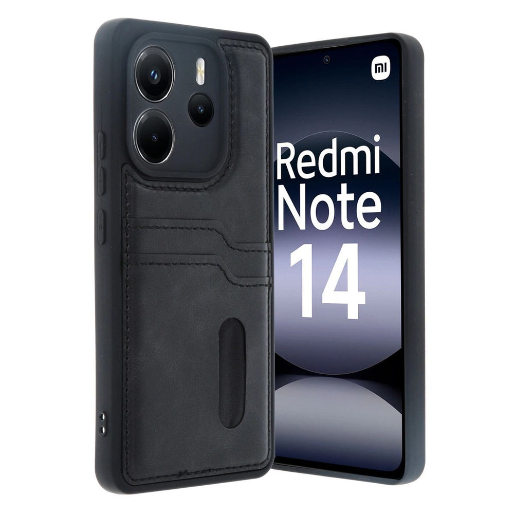 Xiaomi Redmi Note 14 4g Kılıf Sara Kartvizitli Deri Kılıf - Siyah