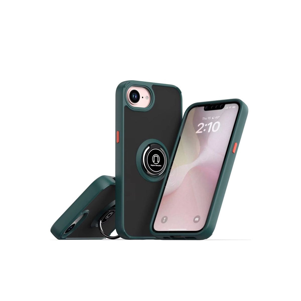 Apple İphone 16e Kılıf Montreal Yüzüklü Silikon Kapak - Yeşil