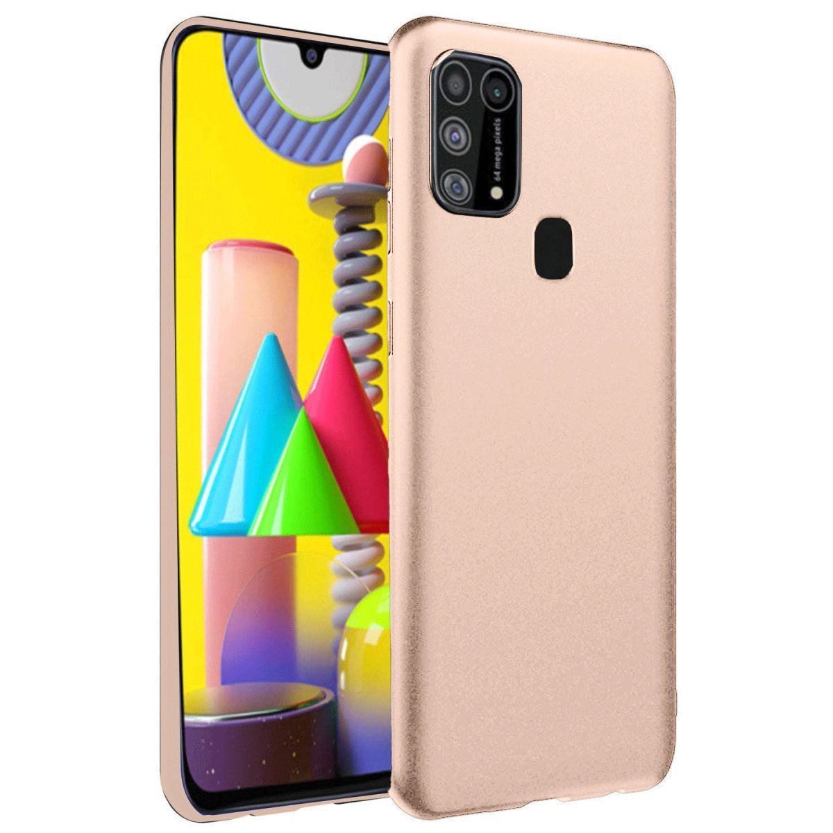 Samsung Galaxy M31 Kılıf Nano İçi Kadife Silikon - Pudra