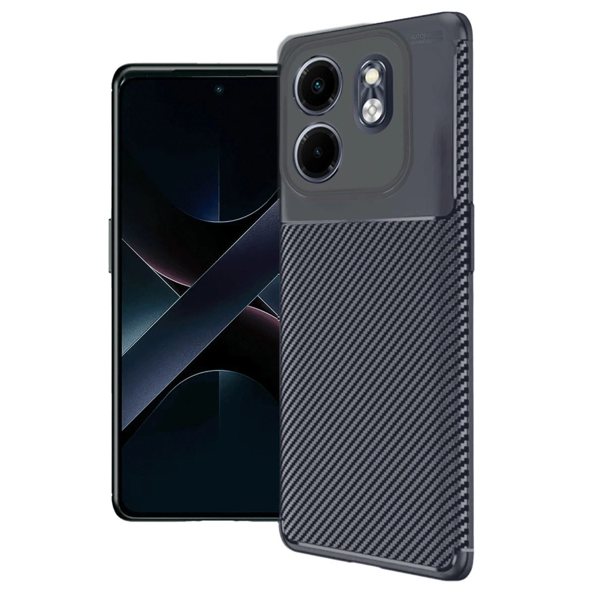 İnfinix Smart 9 Kılıf Auto Focus Karbon Kapak - Lacivert