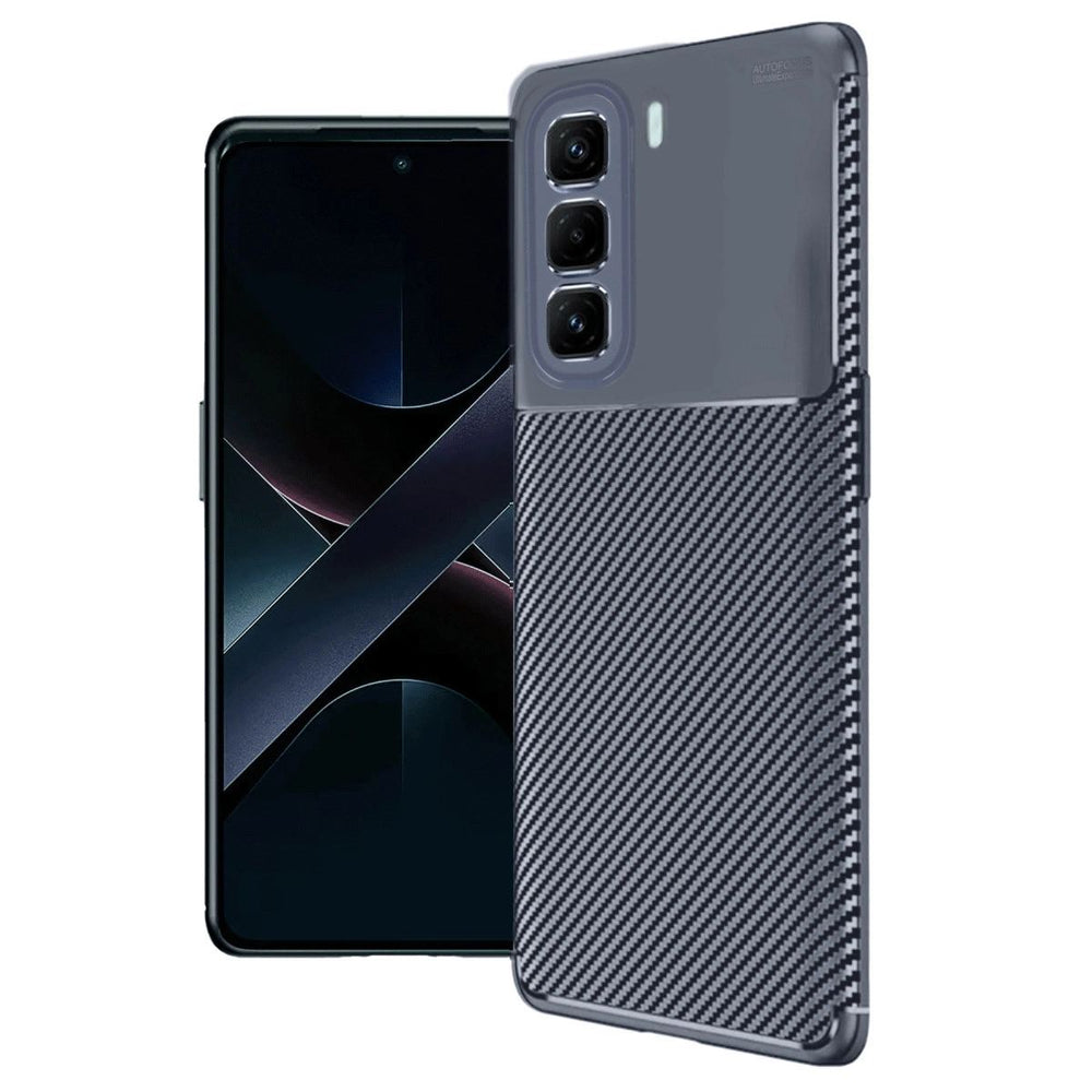 İnfinix Hot 50 4g Kılıf Auto Focus Karbon Kapak - Lacivert