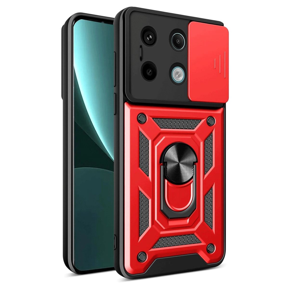 Xiaomi Redmi Note 13 Pro 4g Pars Lens Yüzüklü Silikon - Kırmızı