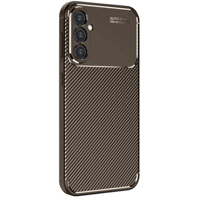 Samsung Galaxy A26 Kılıf Auto Focus Karbon Kapak - Kahverengi