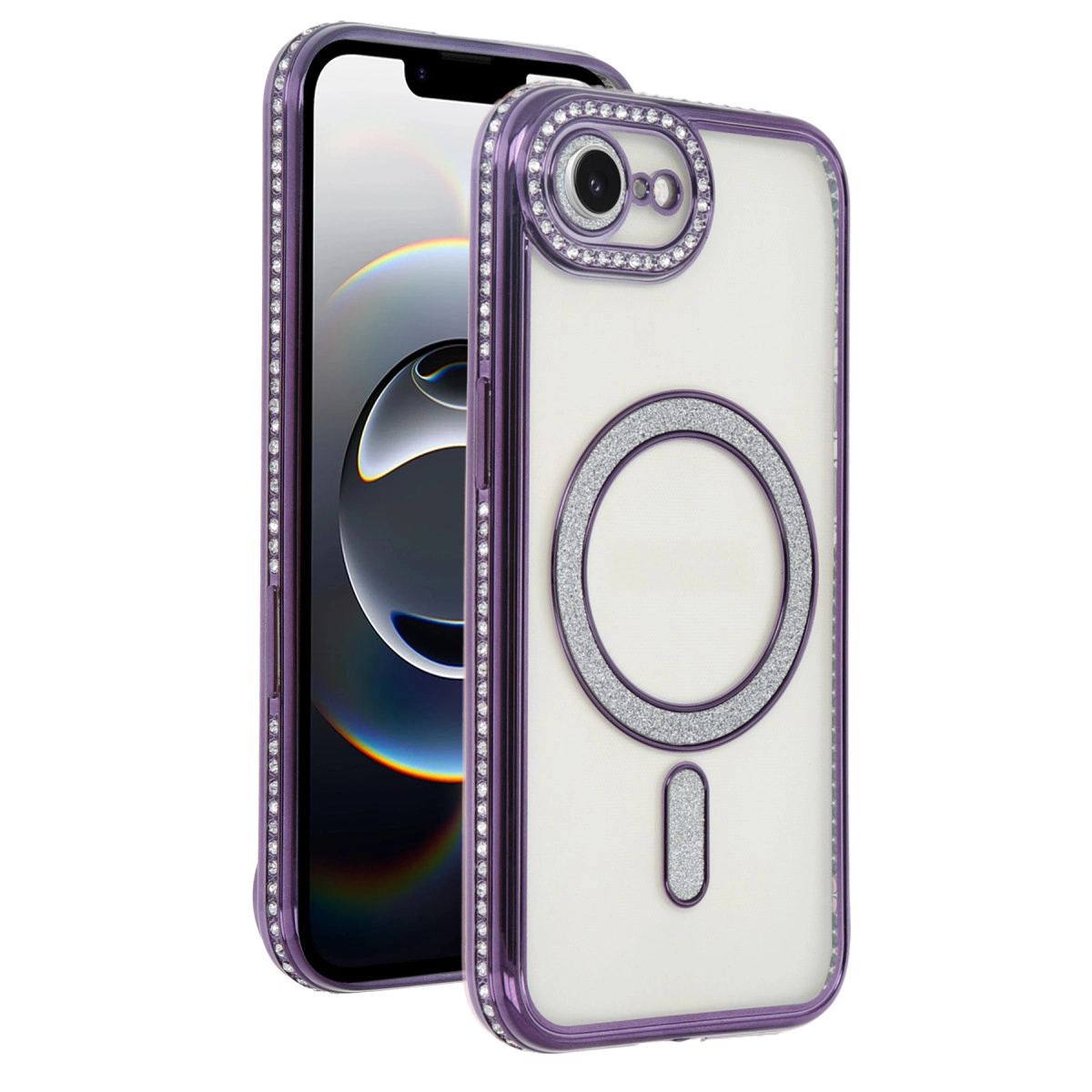 Apple İphone 16e Joke Simli Magneticsafe Kılıf - Derin Mor