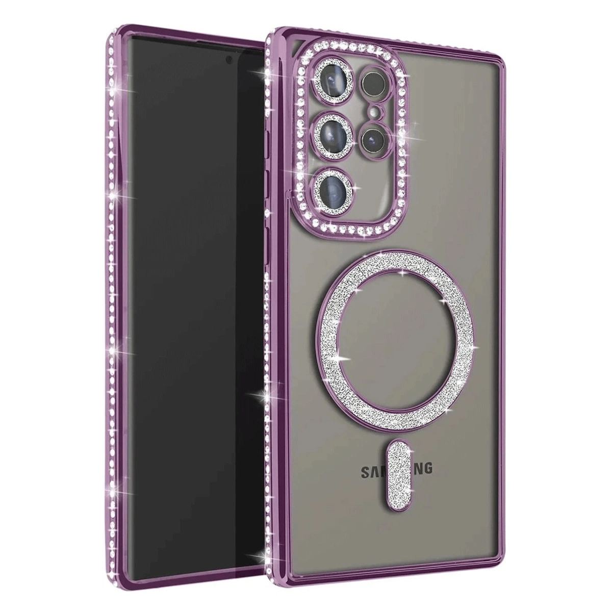 Samsung Galaxy S23 Ultra Joke Simli Magneticsafe Kılıf - Derin Mor