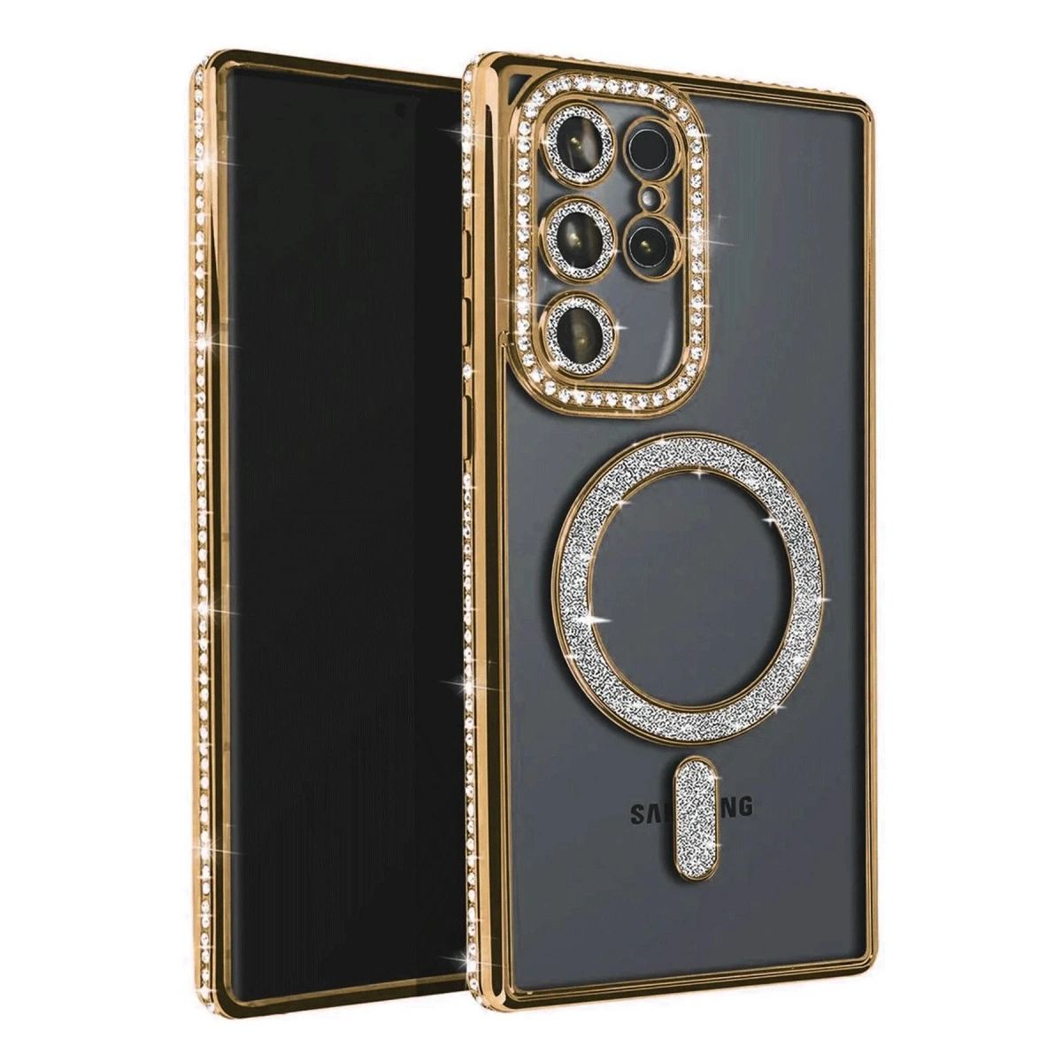 Samsung Galaxy S23 Ultra Joke Simli Magneticsafe Kılıf - Gold
