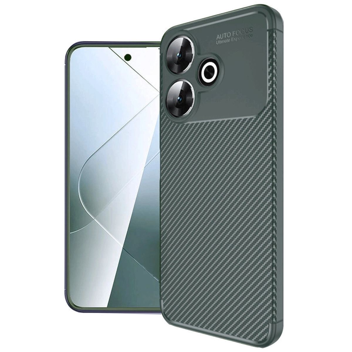 Xiaomi Redmi 13 4g Kılıf Auto Focus Karbon Kapak - Koyu Yeşil