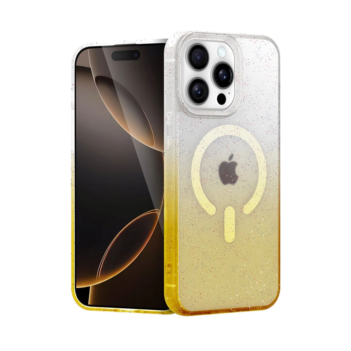 Apple İphone 14 Pro Max Pummel Shiny Magsafe Kapak - Gold