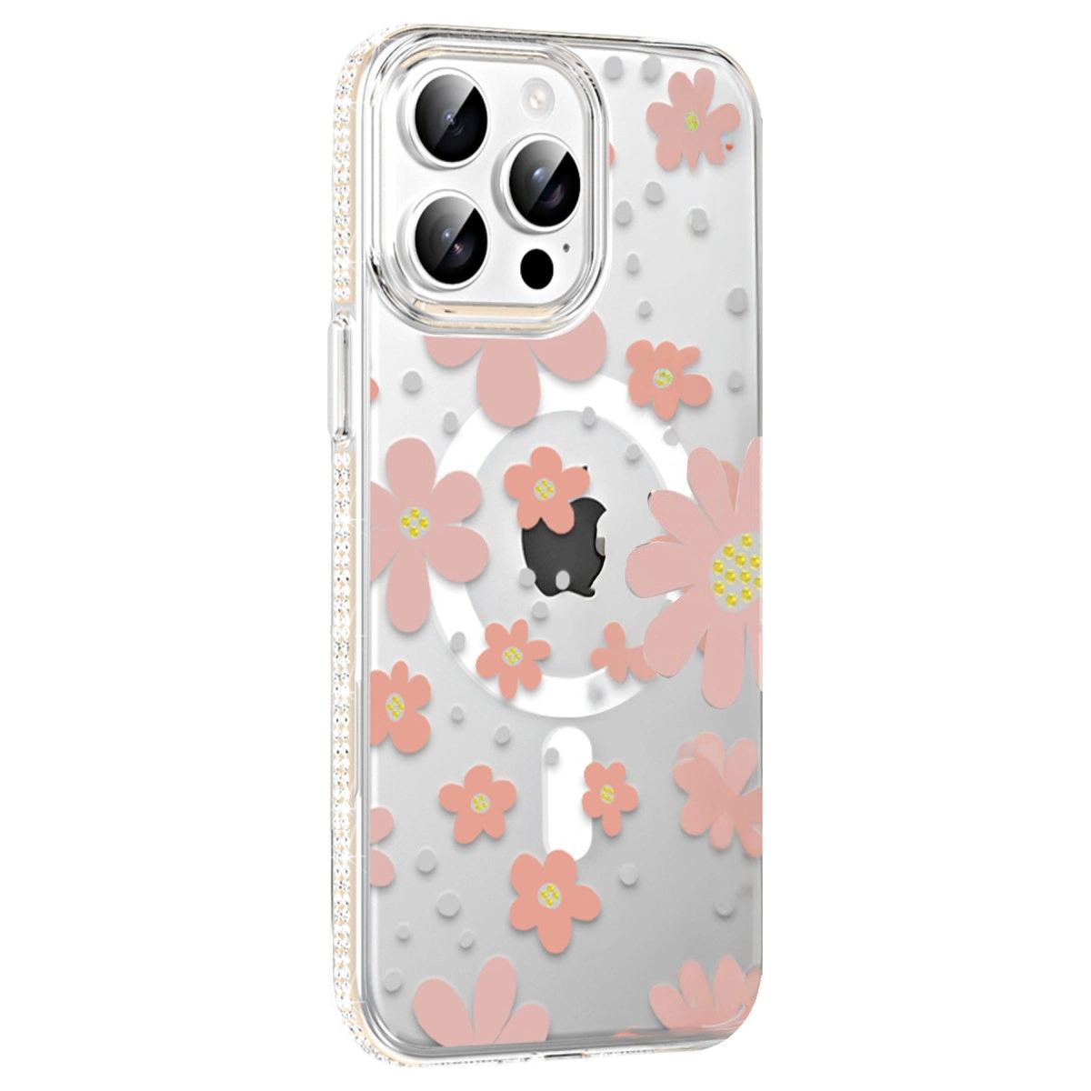 Joko Apple İphone 15 Pro Floral Magsafe Kapak - Pembe