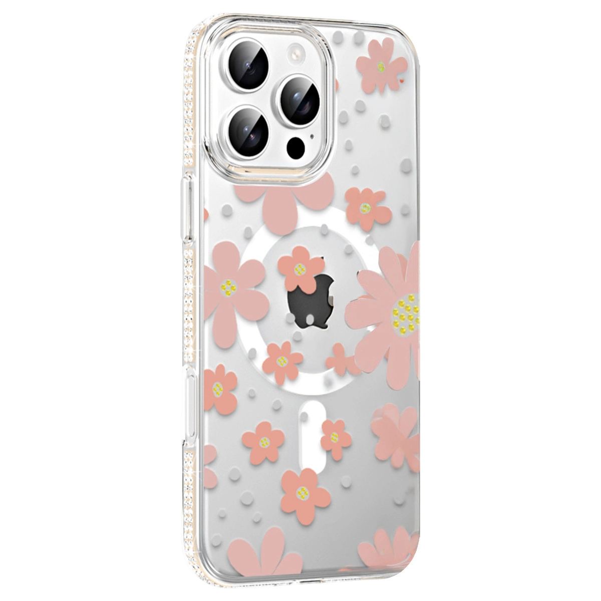 Joko Apple İphone 16 Pro Floral Magsafe Kapak - Pembe