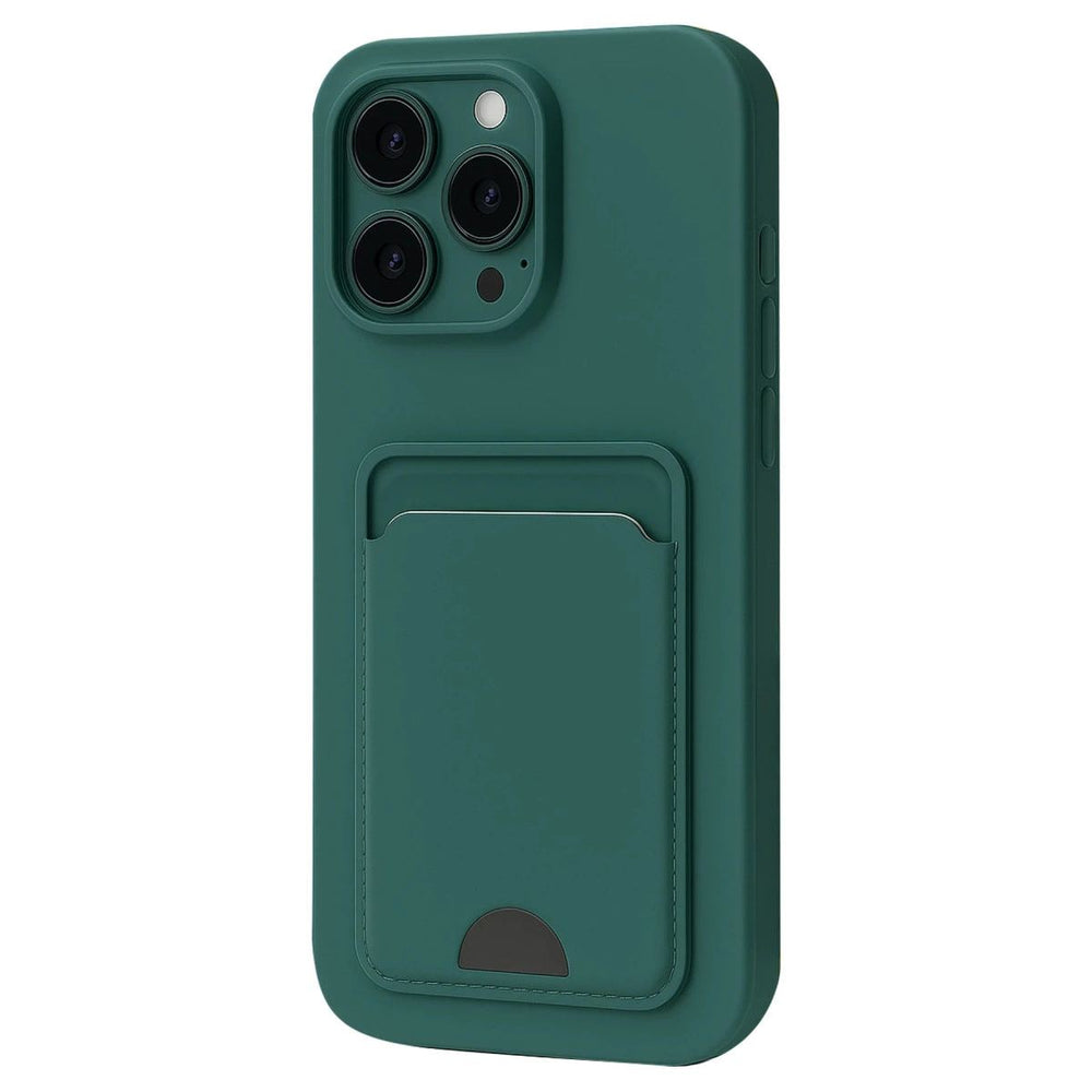 Apple İphone 16 Pro Kılıf Kelvin Kartvizitli Silikon - Koyu Yeşil