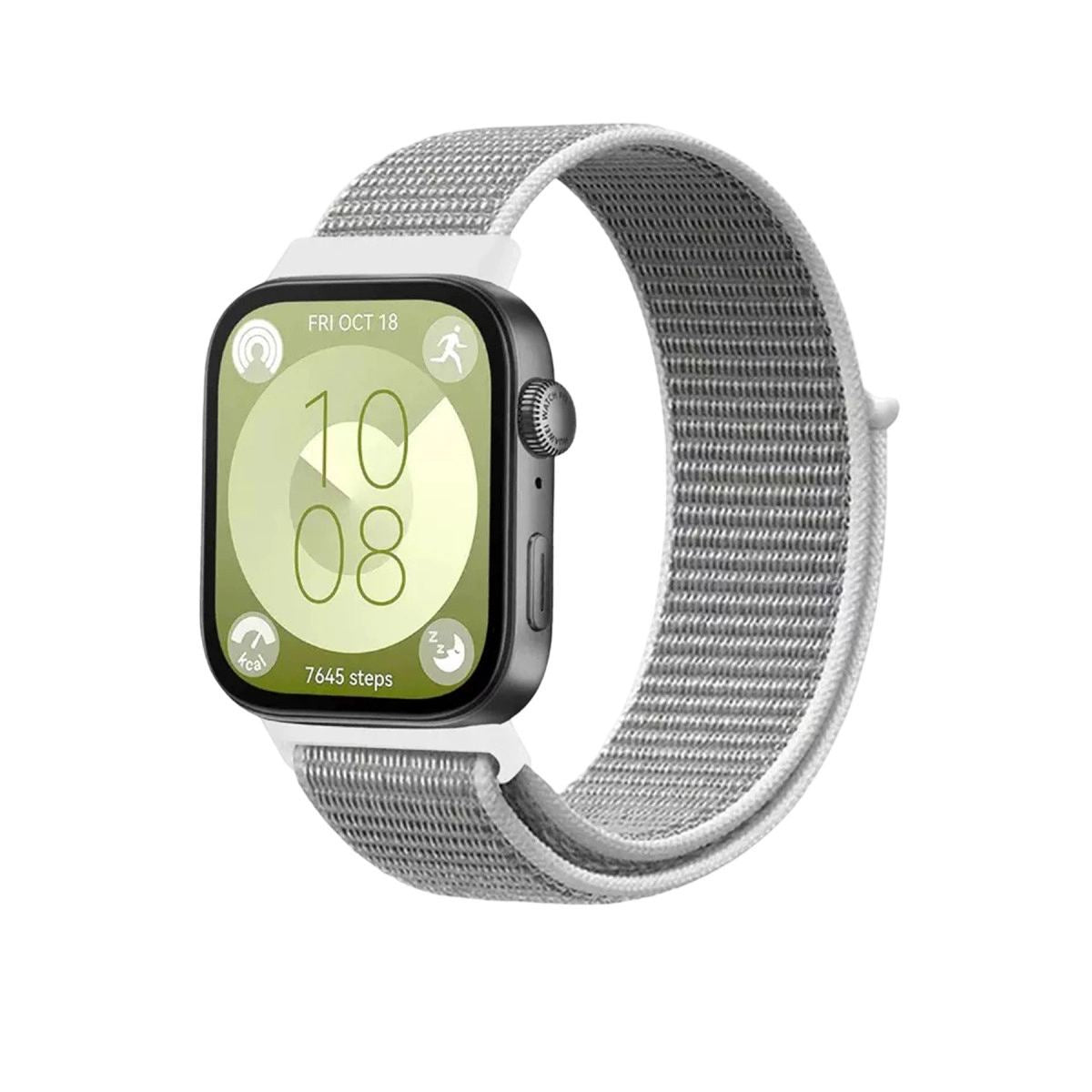 Huawei Fit 4 Hasırlı Cırtcırtlı Kordon (saat Değildir) - Beyaz