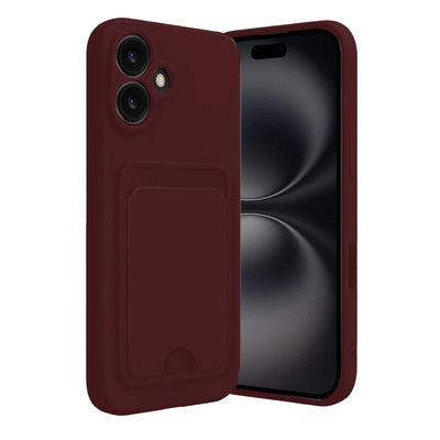 Apple İphone 16 Kılıf Kelvin Kartvizitli Silikon - Bordo
