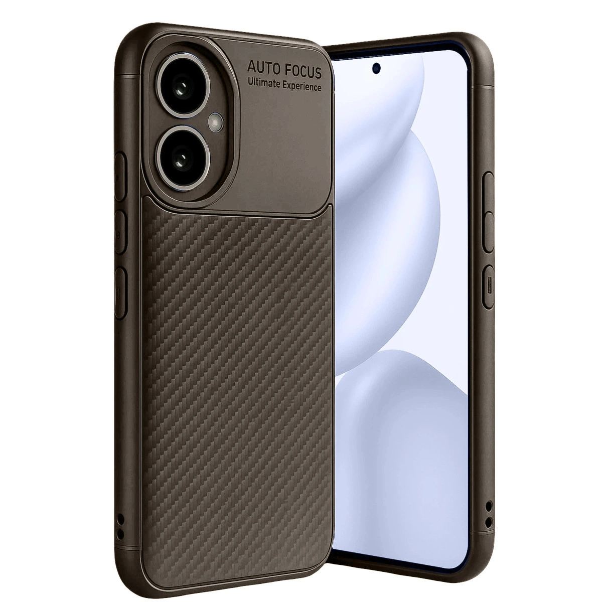 Honor 400 Kılıf Auto Focus Karbon Kapak - Kahverengi