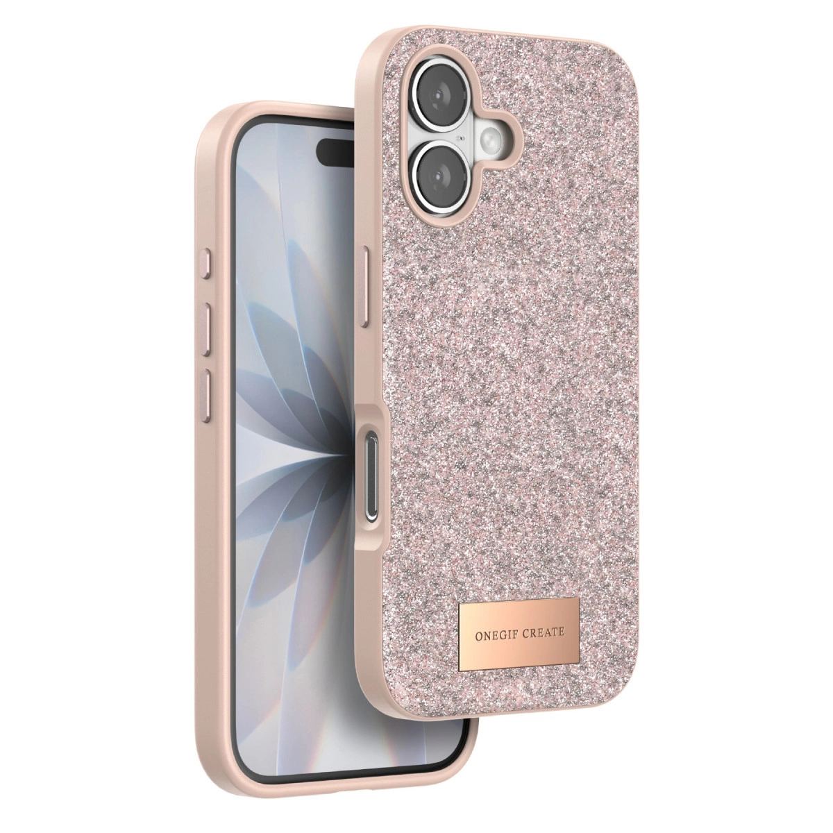 Onegif Apple İphone 17 Bright Simli Kapak - Pembe