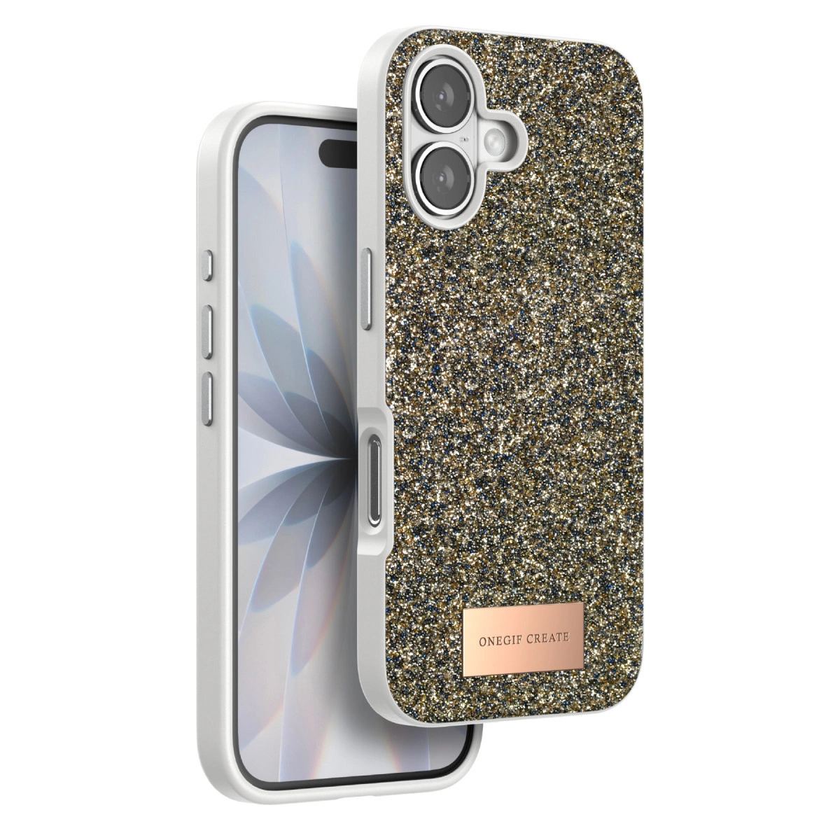 Onegif Apple İphone 17 Bright Simli Kapak - Çöl Titanyum