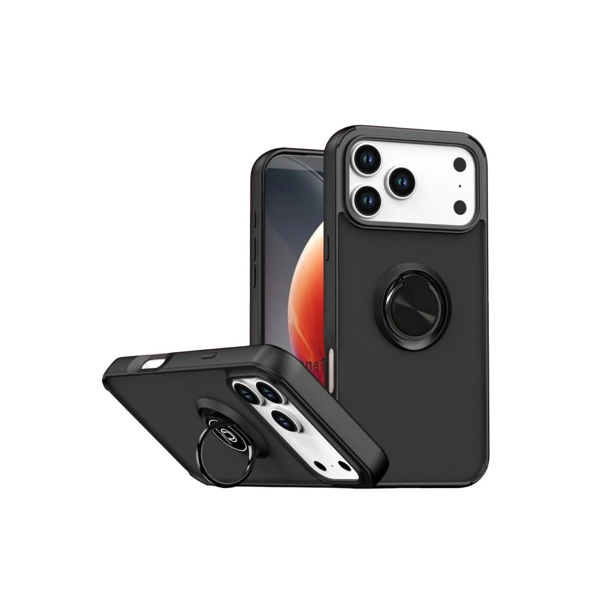 Apple İphone 17 Pro Max Montreal Yüzüklü Silikon Kapak - Siyah