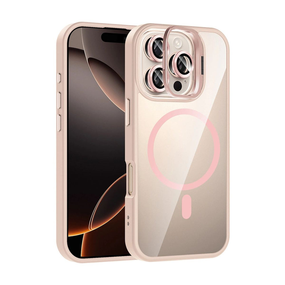 Joko Apple İphone 16 Pro Max Remim Lensli Magsafe Standlı Kapak - Pembe