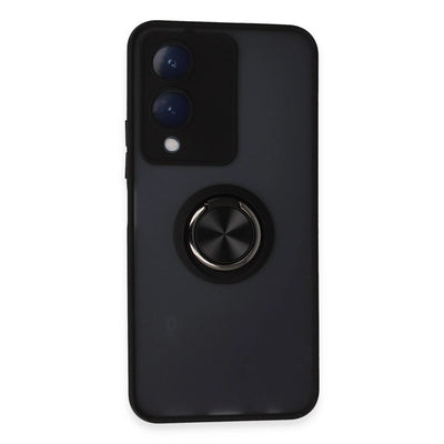 Vivo Y17s Kılıf Montreal Yüzüklü Silikon Kapak - Siyah