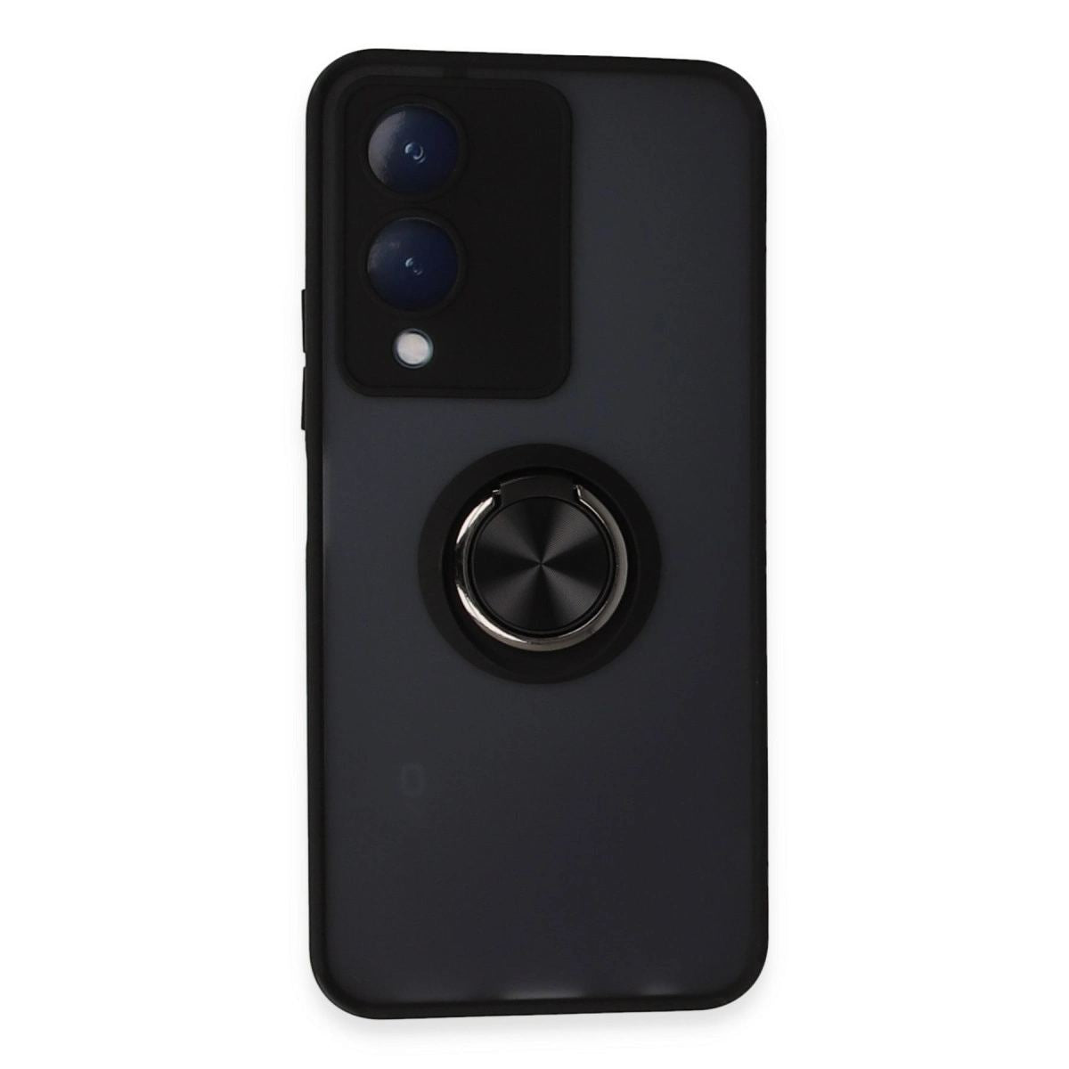 Vivo Y17s Kılıf Montreal Yüzüklü Silikon Kapak - Siyah