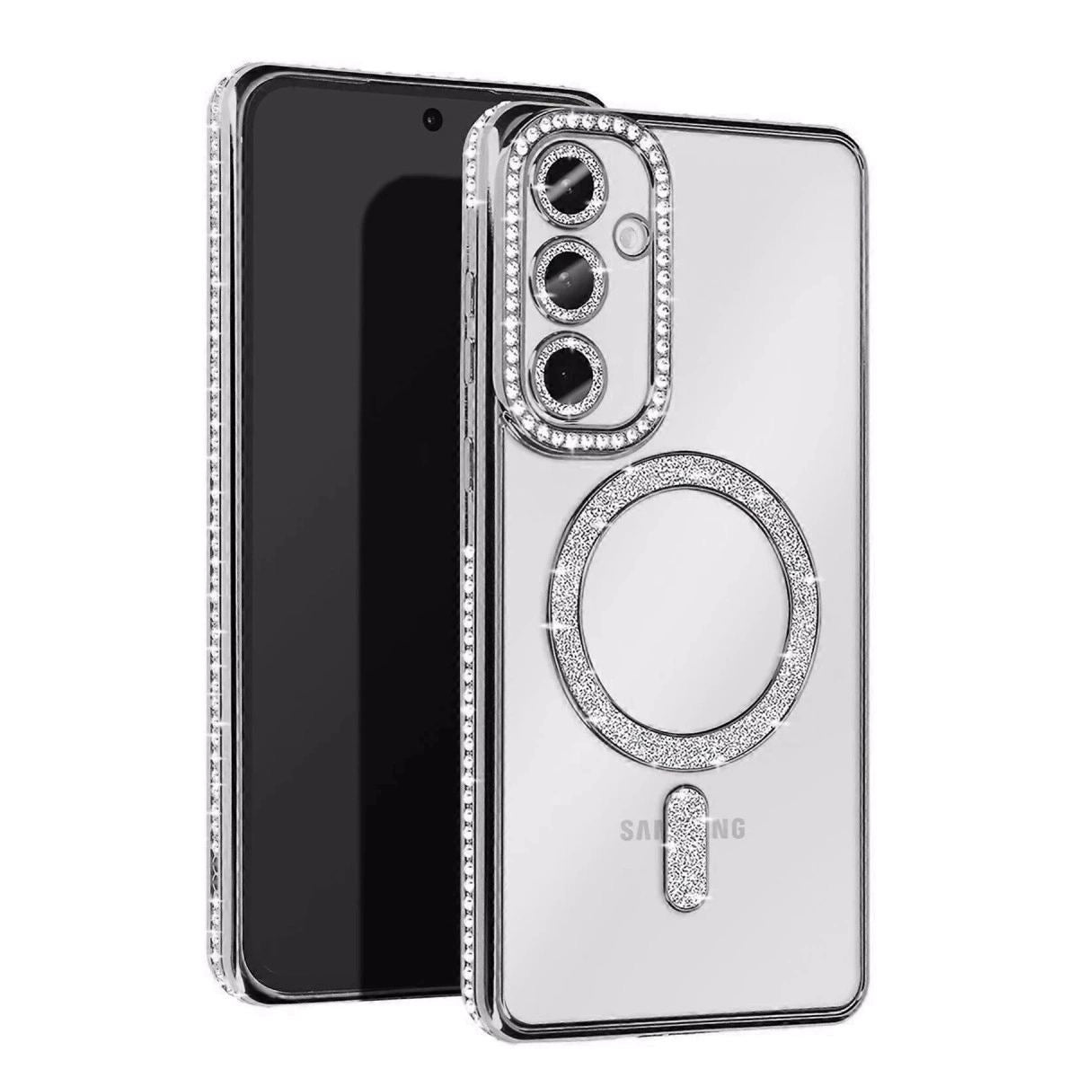 Samsung Galaxy A55 5g Joke Simli Magneticsafe Kılıf - Gümüş