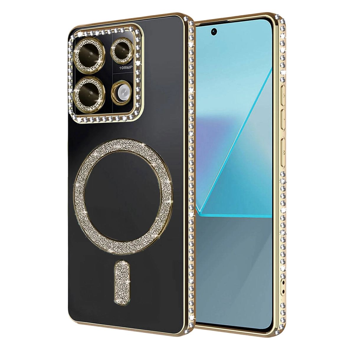 Xiaomi Redmi Note 13 Pro 4g Joke Simli Magneticsafe Kılıf - Gold