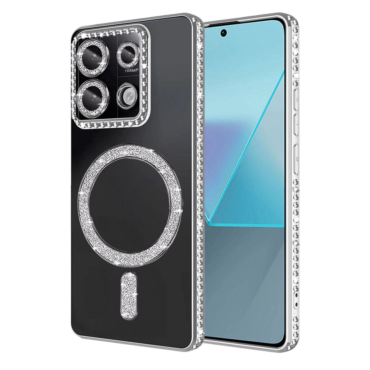 Xiaomi Redmi Note 13 Pro 4g Joke Simli Magneticsafe Kılıf - Gümüş