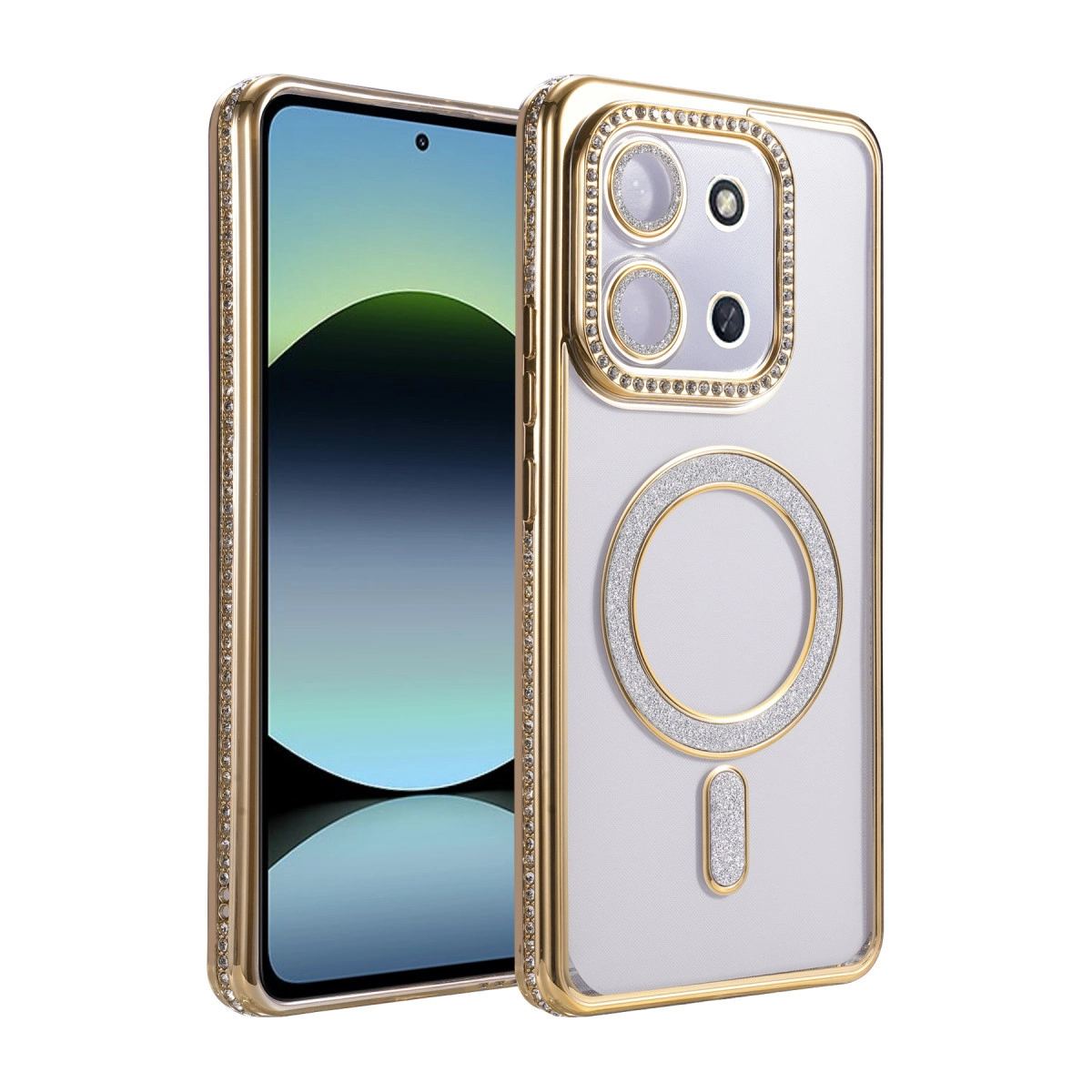 Xiaomi Redmi 15c 4g Joke Simli Magneticsafe Kılıf - Gold
