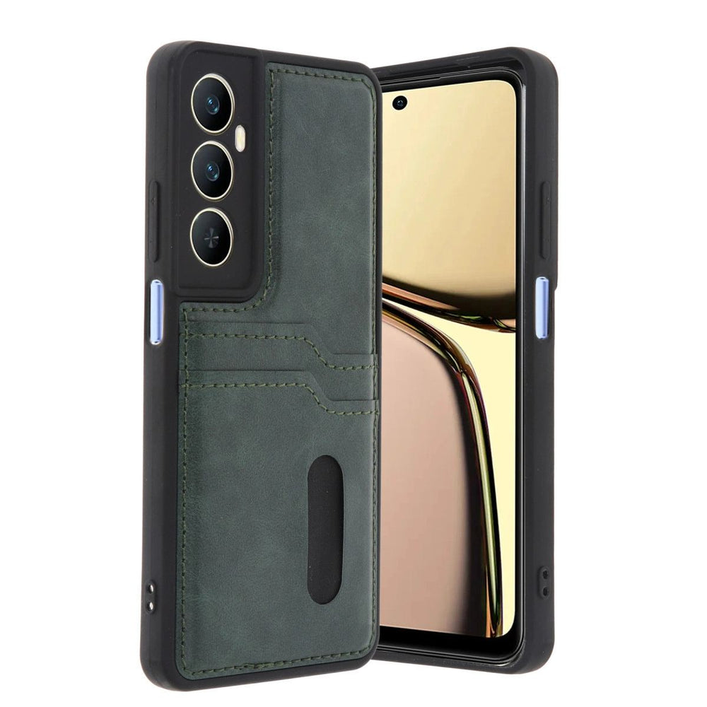 Realme C65 Sara Kartvizitli Deri Kılıf - Yeşil