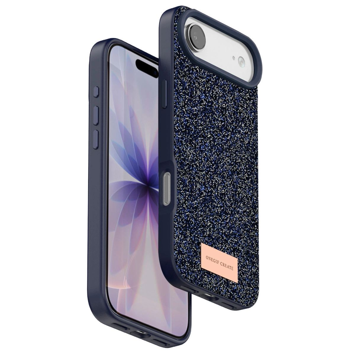 Onegif Apple İphone 17 Air Bright Simli Kapak - Mavi