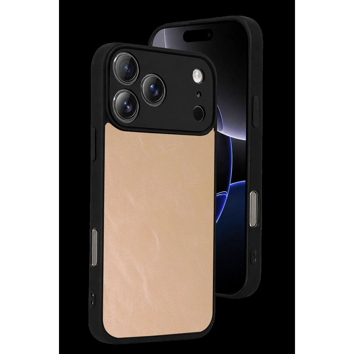 Apple İphone 17 Pro Max Aras Deri Kapak - Pudra