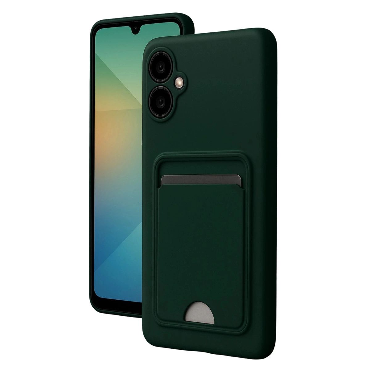 Samsung Galaxy A07 4g Kelvin Kartvizitli Silikon - Koyu Yeşil