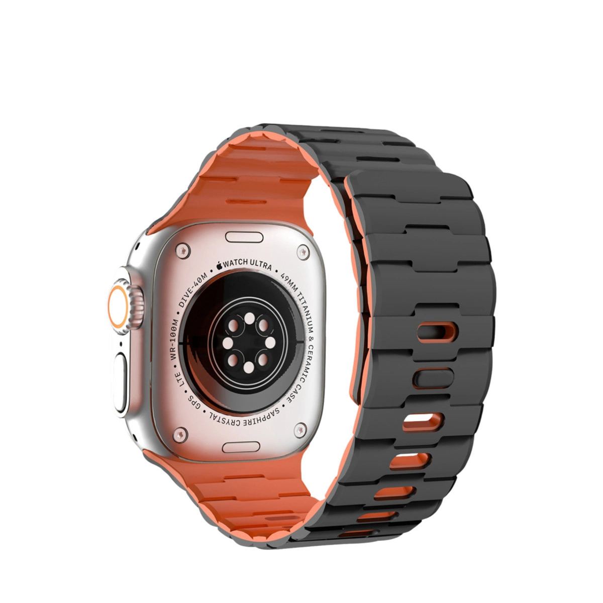 Apple Watch Ultra 49mm Wowen Kordon (saat Değildir) - Siyah-turuncu