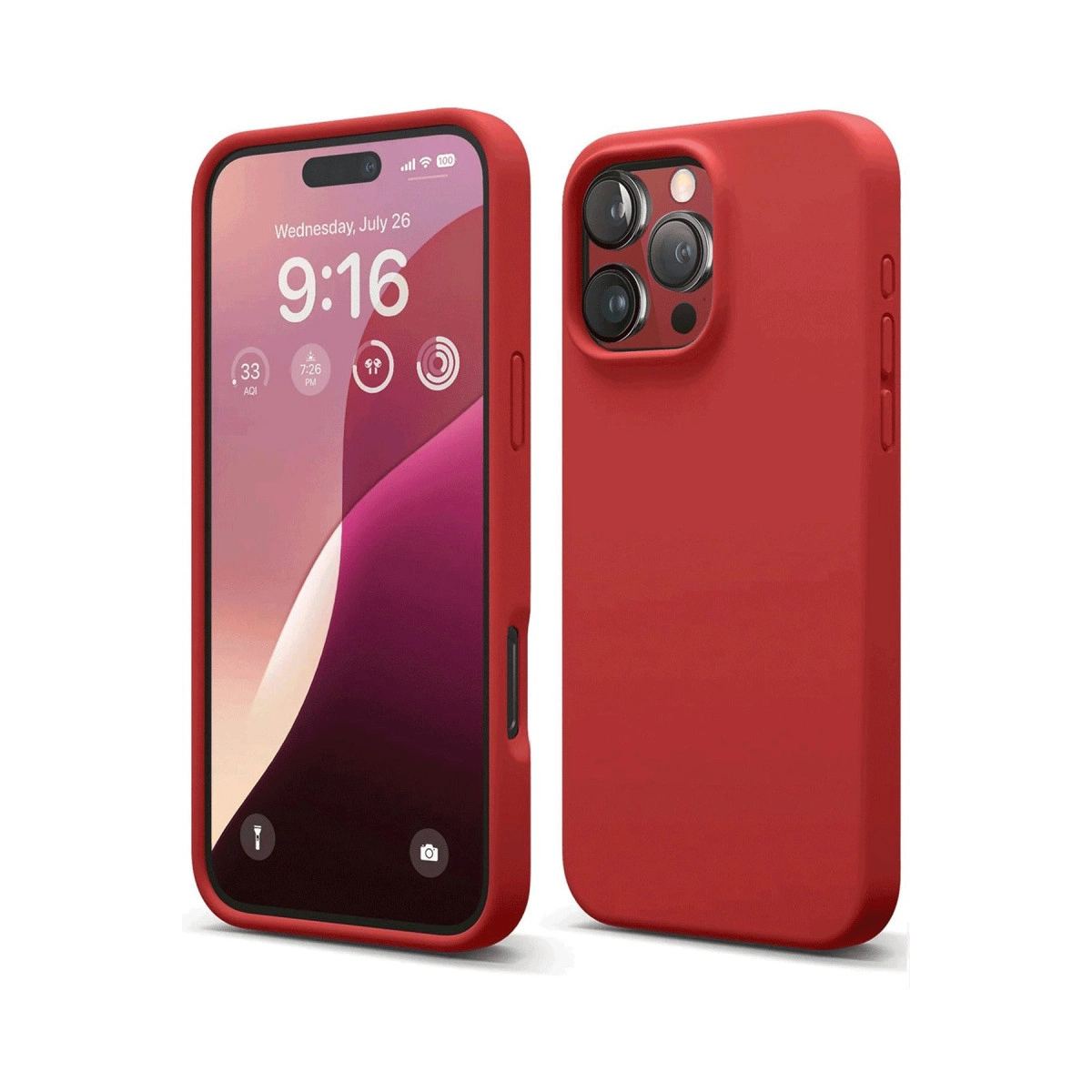 Apple İphone 16 Pro Max Kılıf Nano İçi Kadife Silikon - Kırmızı