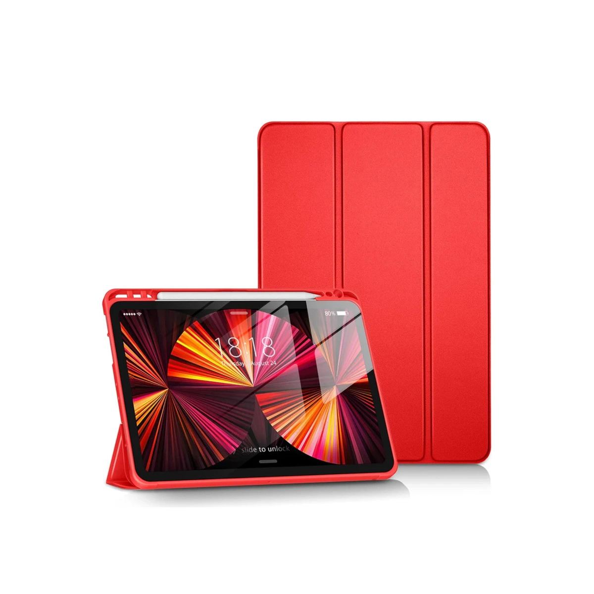 Apple İpad Pro 11 (2024) Kılıf Tablet Smart Kılıf - Kırmızı