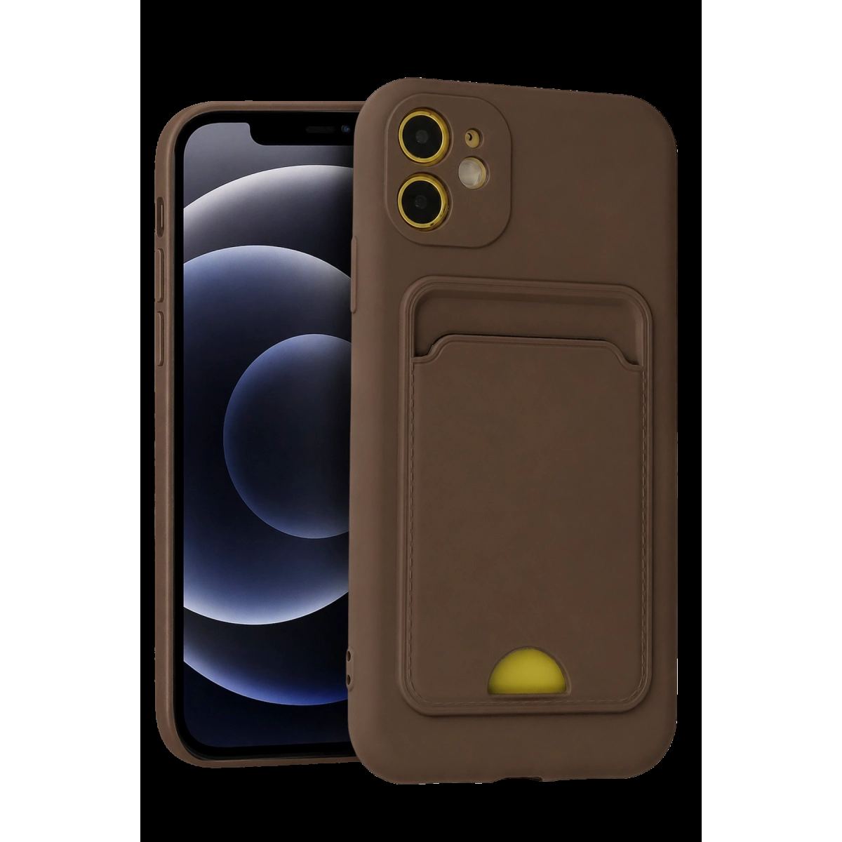 Apple İphone 11 Kılıf Kelvin Kartvizitli Silikon - Kahverengi