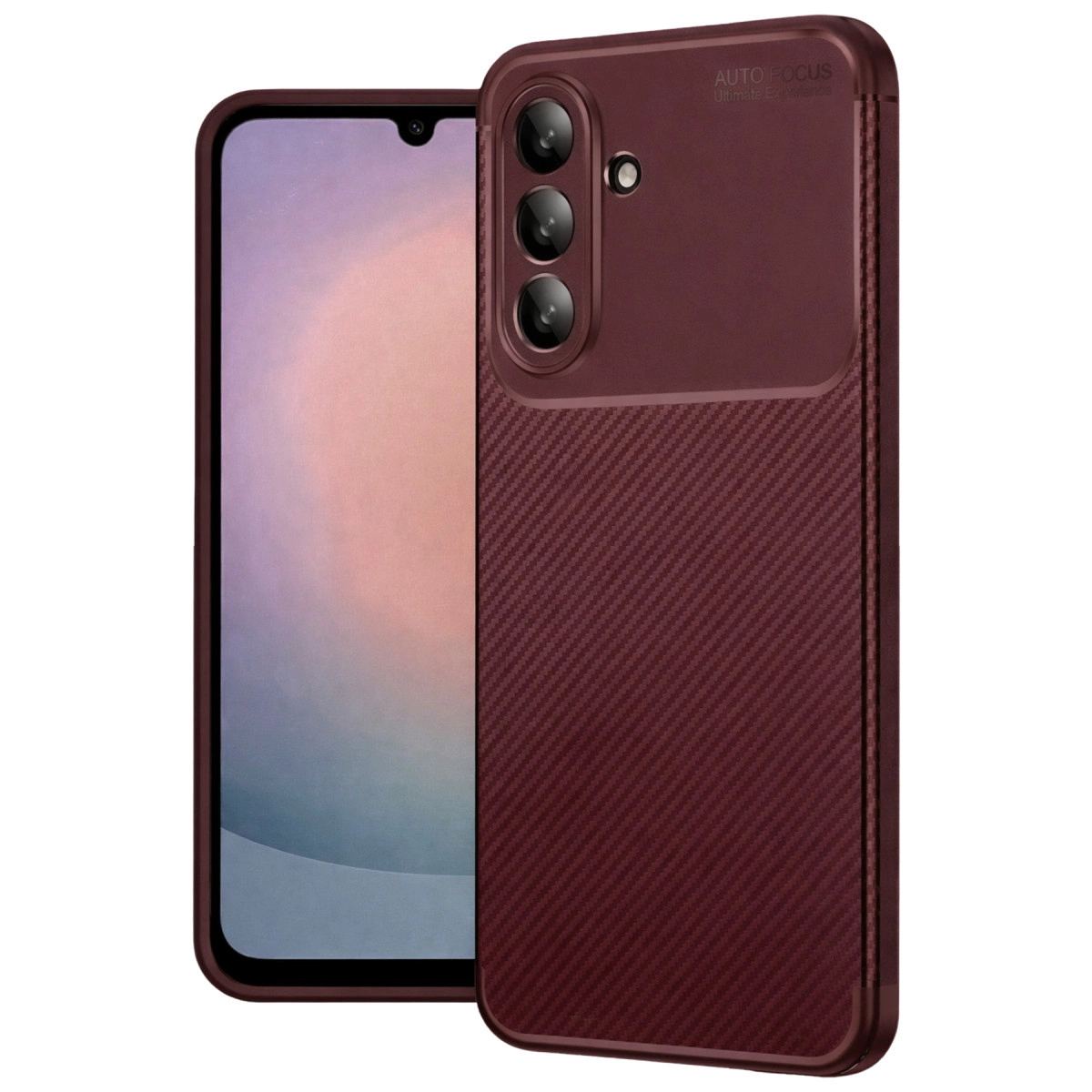 Samsung Galaxy A26 Kılıf Auto Focus Karbon Kapak - Bordo