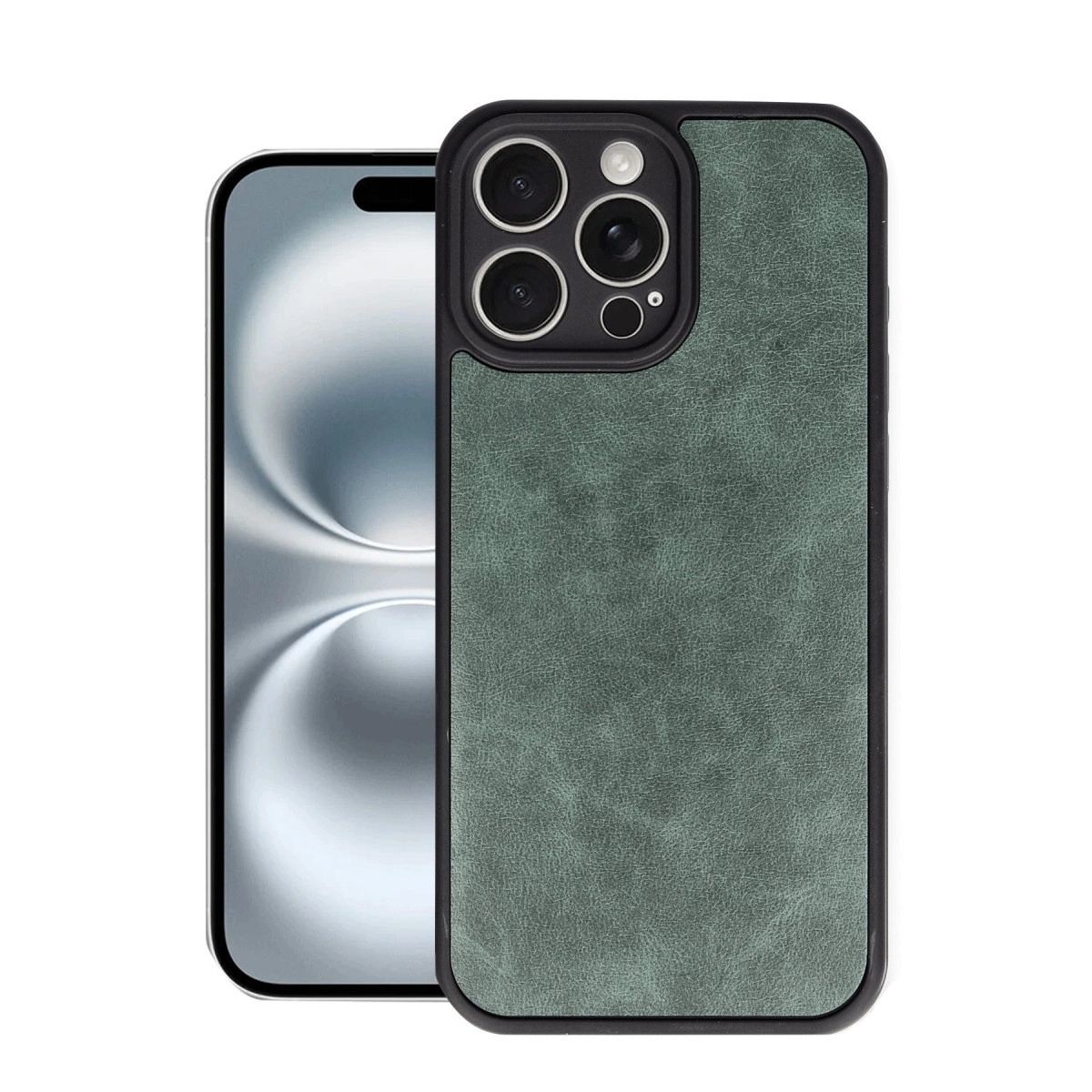 Apple İphone 16 Pro Kılıf Aras Deri Kapak - Koyu Yeşil