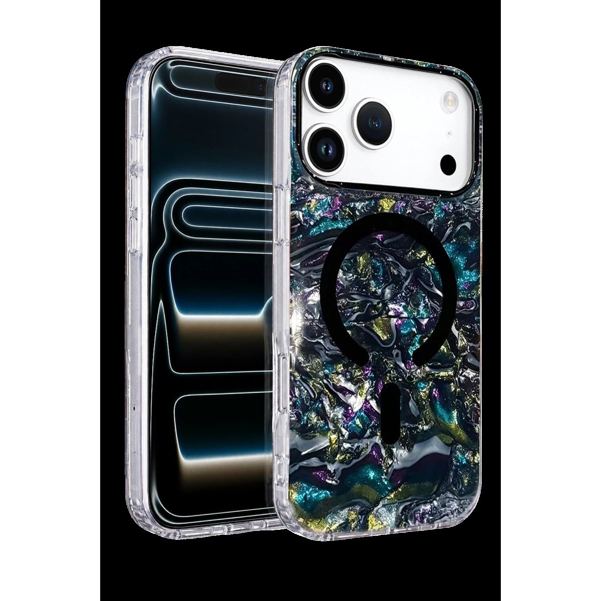 Onegif Apple İphone 17 Pro Max Mila Dalgalı Magsafe Kapak - Lacivert