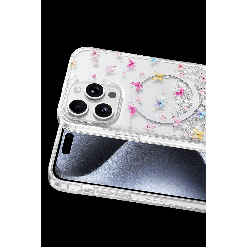 Onegif Apple İphone 14 Pro Max Misk Simli Magsafe Kapak - Desen 4