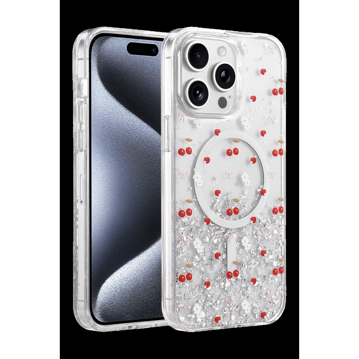 Onegif Apple İphone 15 Pro Max Misk Simli Magsafe Kapak - Desen 5