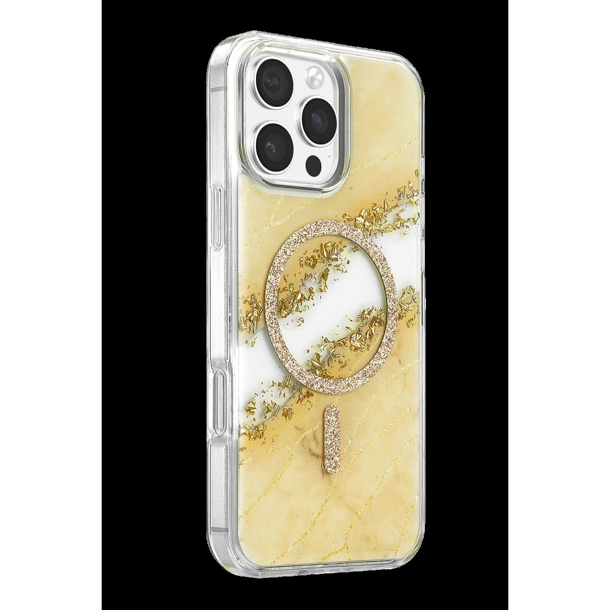 Onegif Apple İphone 16 Pro Max Lotus Simli Magsafe Kapak - Gümüş