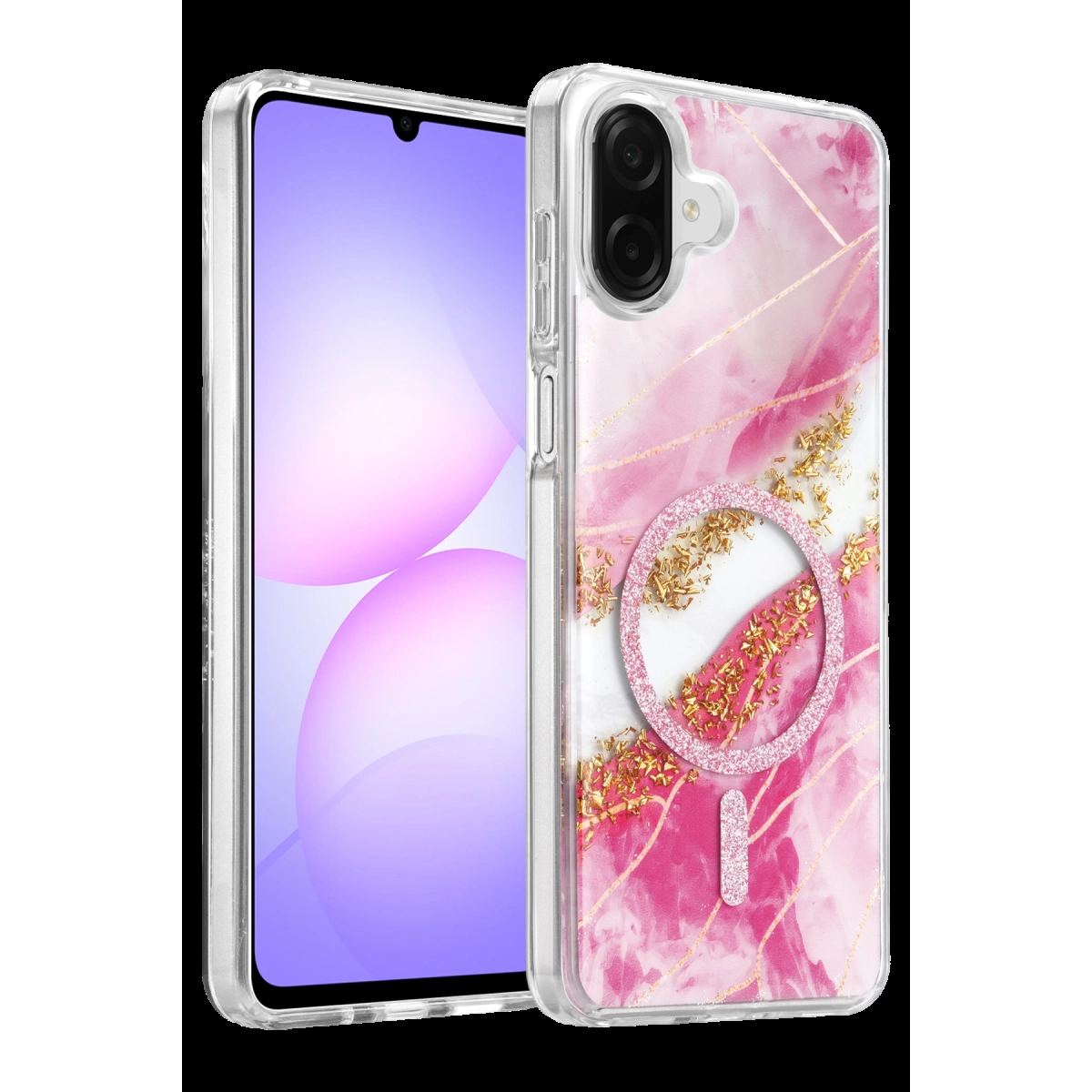 Onegif Samsung Galaxy A07 4g Lotus Simli Magsafe Kapak - Pembe