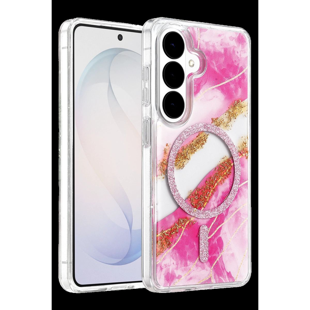 Onegif Samsung Galaxy S26 Lotus Simli Magsafe Kapak - Pembe